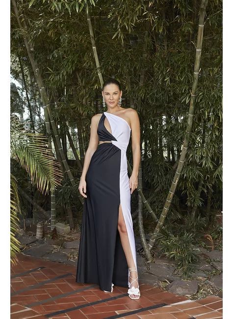 VESTIDO BICOLOR PEB ASSIMETRICO