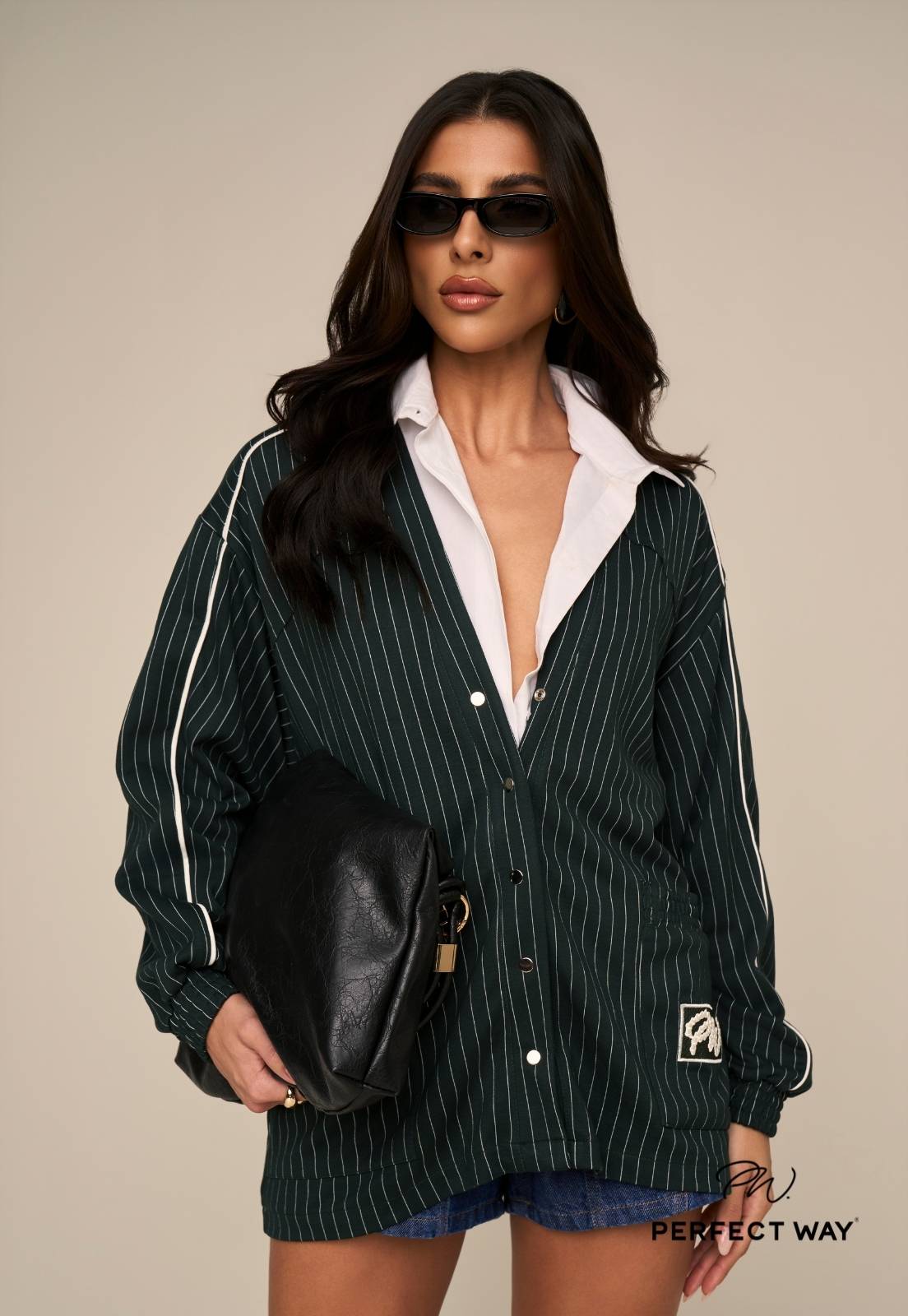 CARDIGAN RISCA DE GIZ BORD UINDUSTRIAL FEMIN VERDE ESCURO