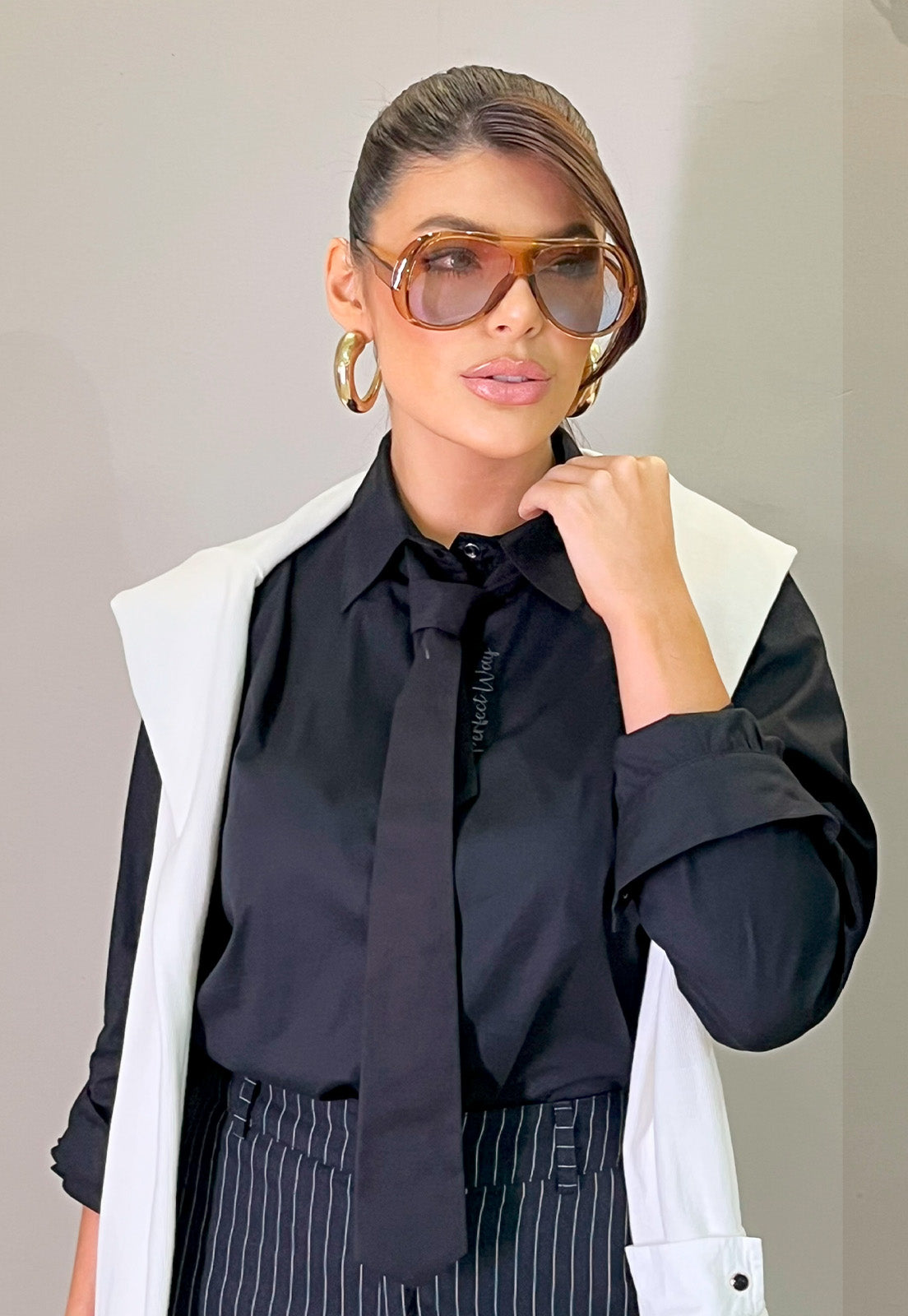 CAMISA C/ ACESSORIO GRAVATA BORD INDUSTRIAL F PRETO