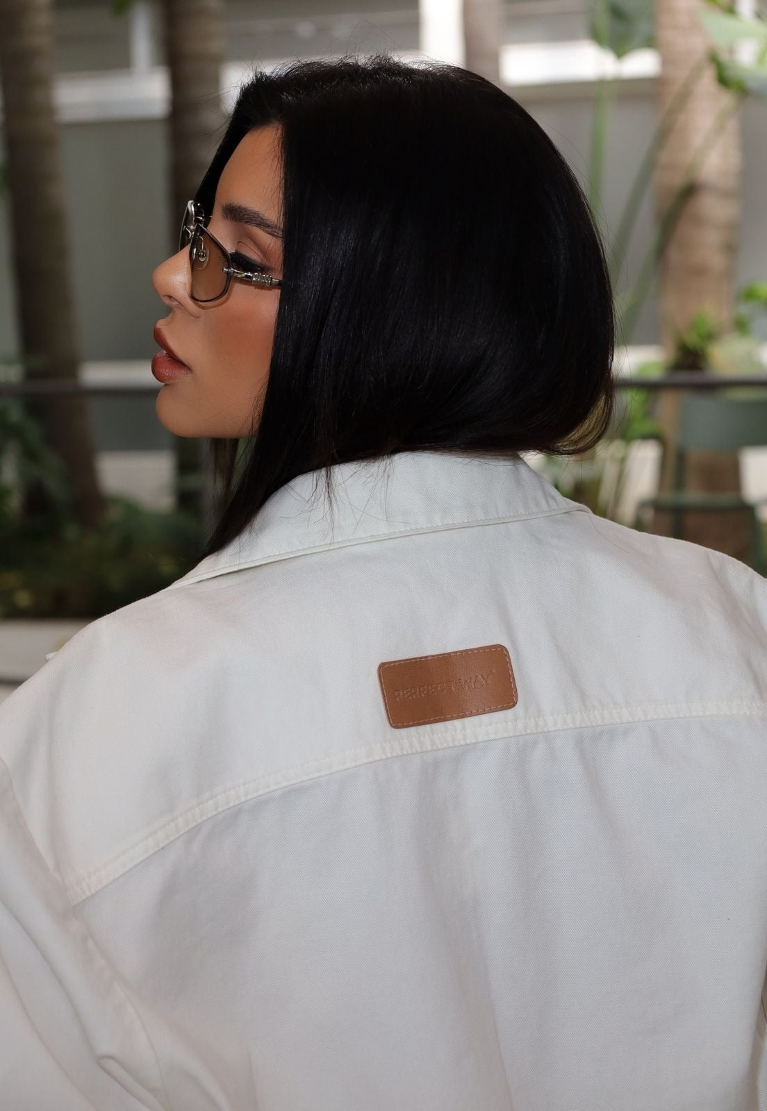 CAMISA EM SARJA DE ALGODÃO C/ BOLSO FEMININA OFF WHITE