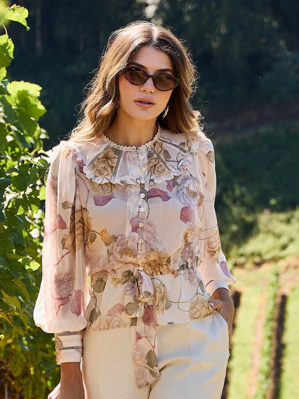 BLUSA PEPLUM CHIFFON ESTAMPADA