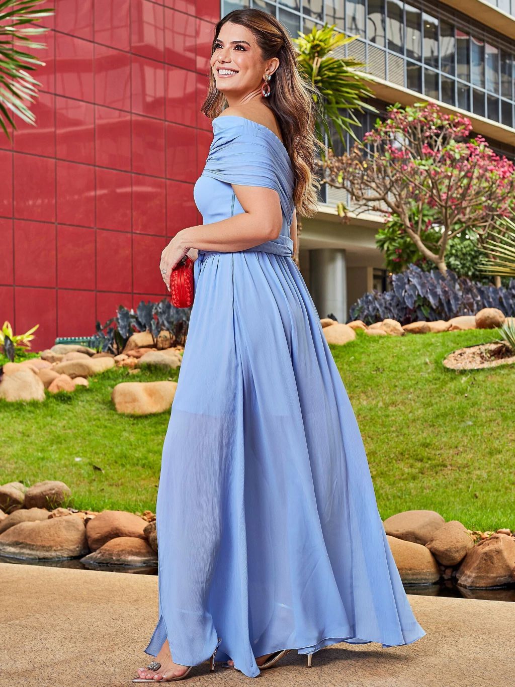 VESTIDO LONGO DECOTE OMBRO A OMBRO - LUZIA FAZZOLLI
