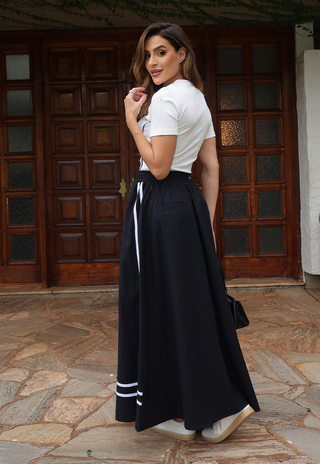 SAIA FEMININA MAXI MIDI PRETO