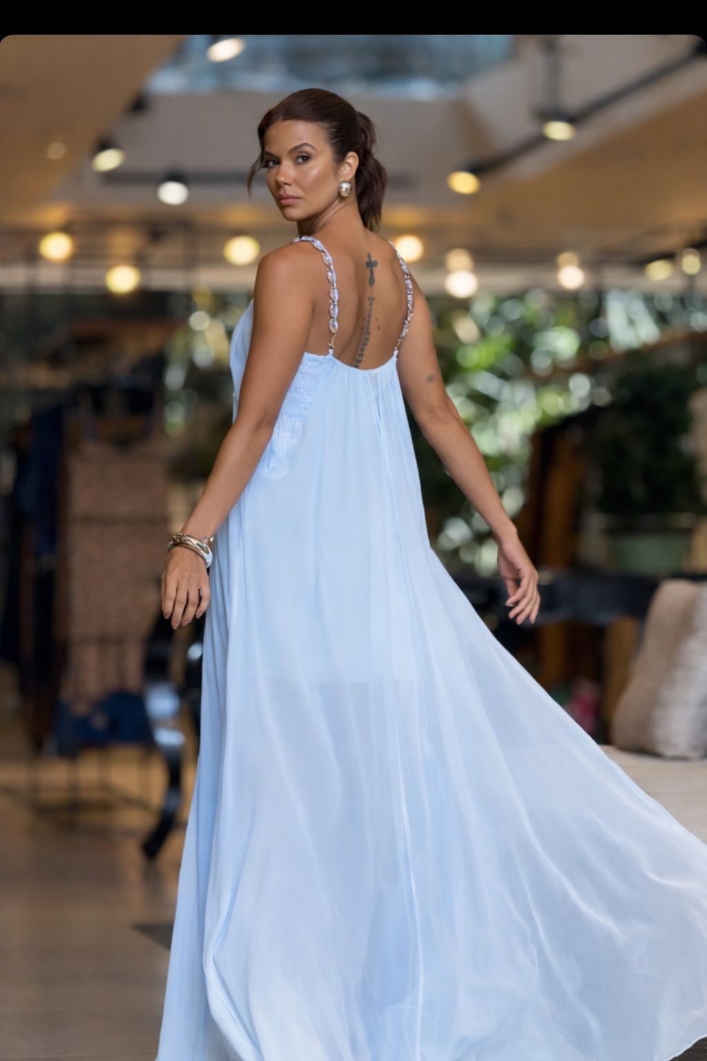 VESTIDO LONGO COM ALÇAS DE CRISTAL - CAOS