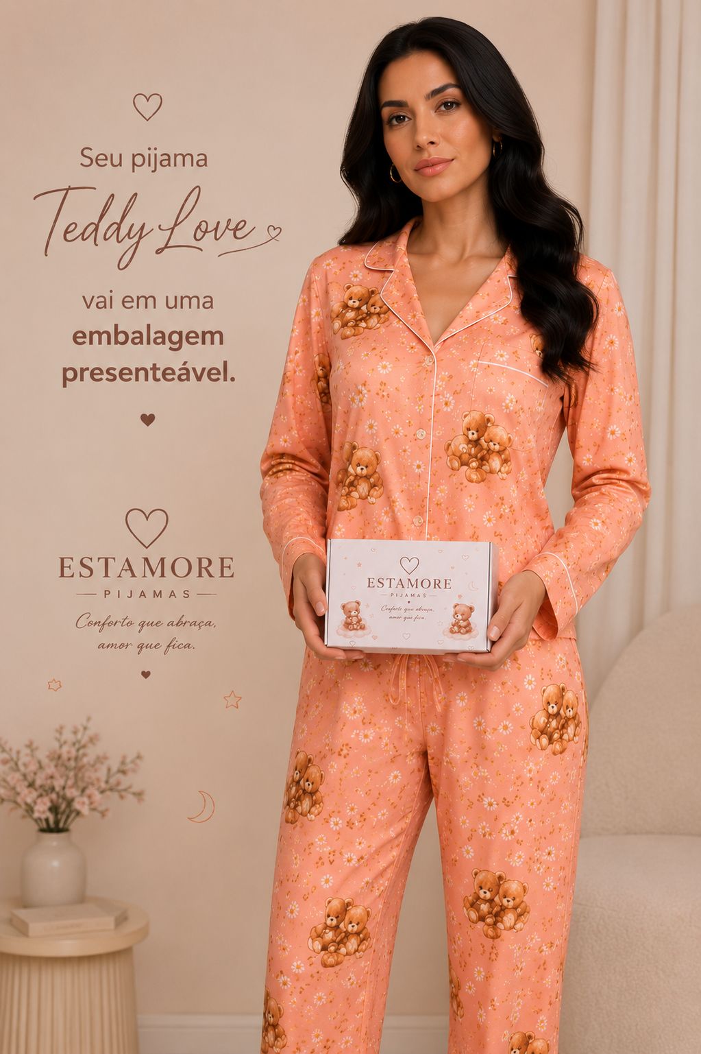 🧸 Coleção Teddy Love conjunto manga longa com calça