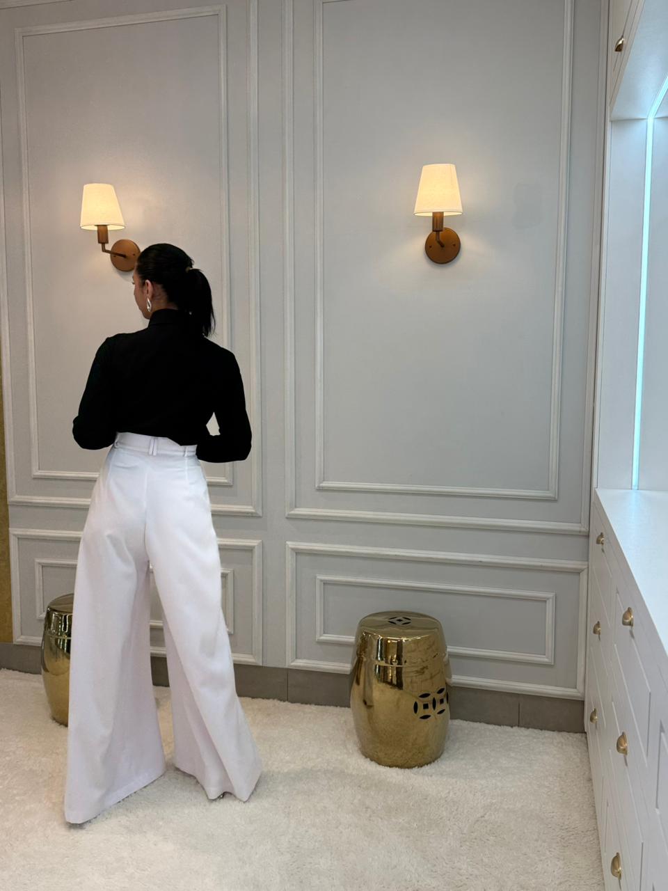 CALÇA BRANCA ESTAMORE CALÇA NEIA NO CORTE ALFAIATARIA