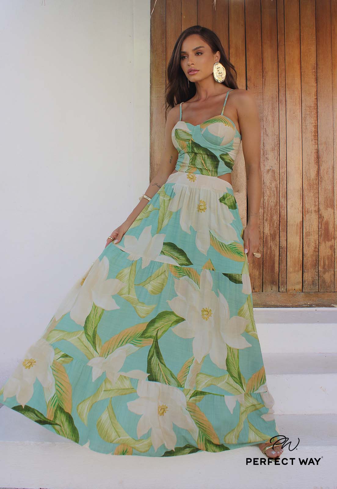 VESTIDO LONGO FEMININO ESTAMPADO - PERFECT WAY
