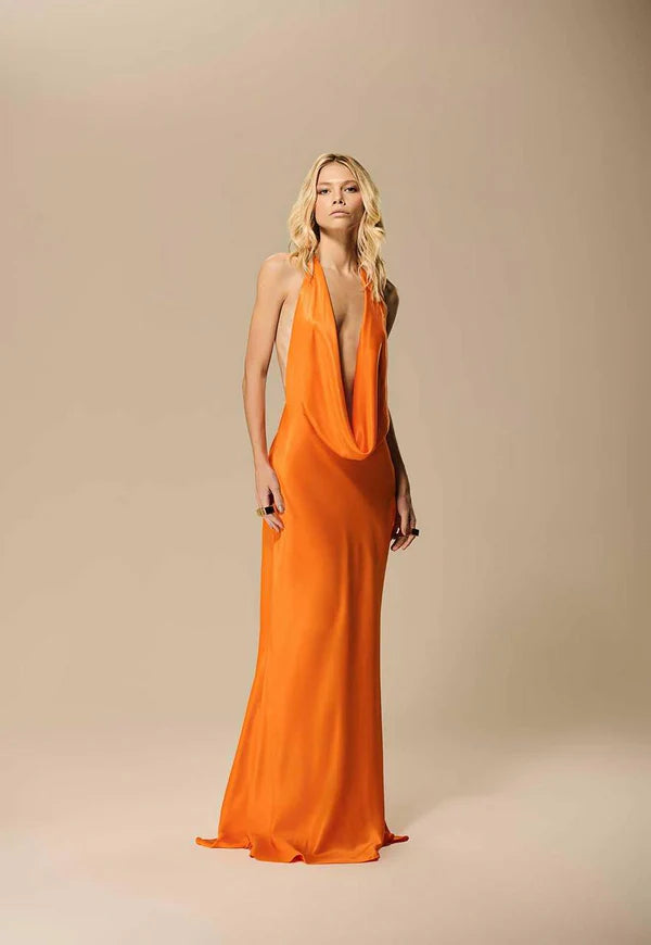 Vestido longo frente unica degagê