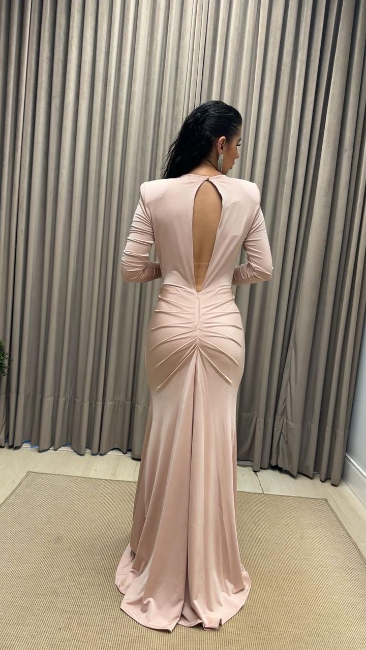 VESTIDO LONGO COM FENDA + DECOTE PROFUNDO - CAOS