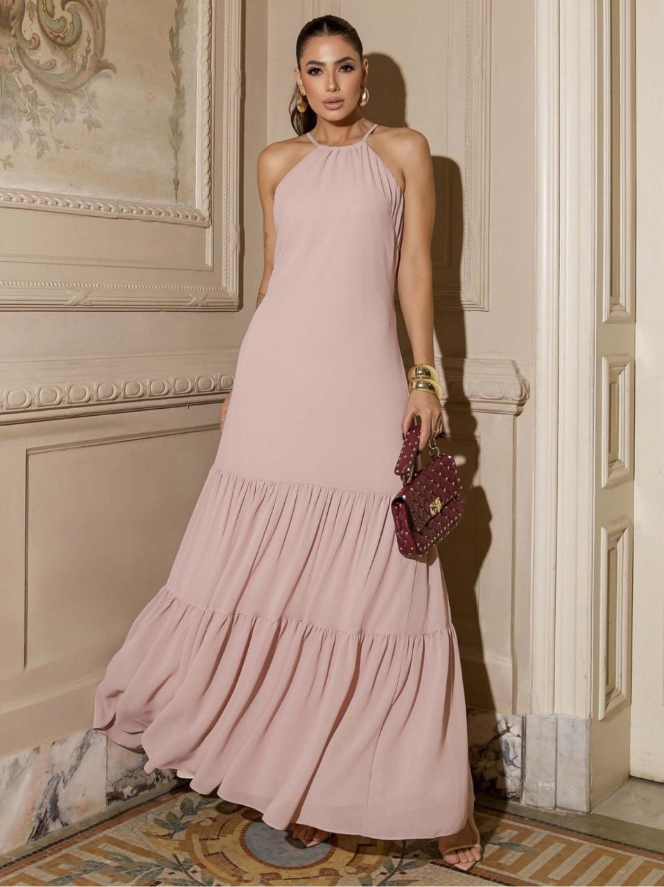VESTIDO LONGO COM SOBREPOSIÇÃO REMOVÍVEL - LUZIA FAZZOLLI
