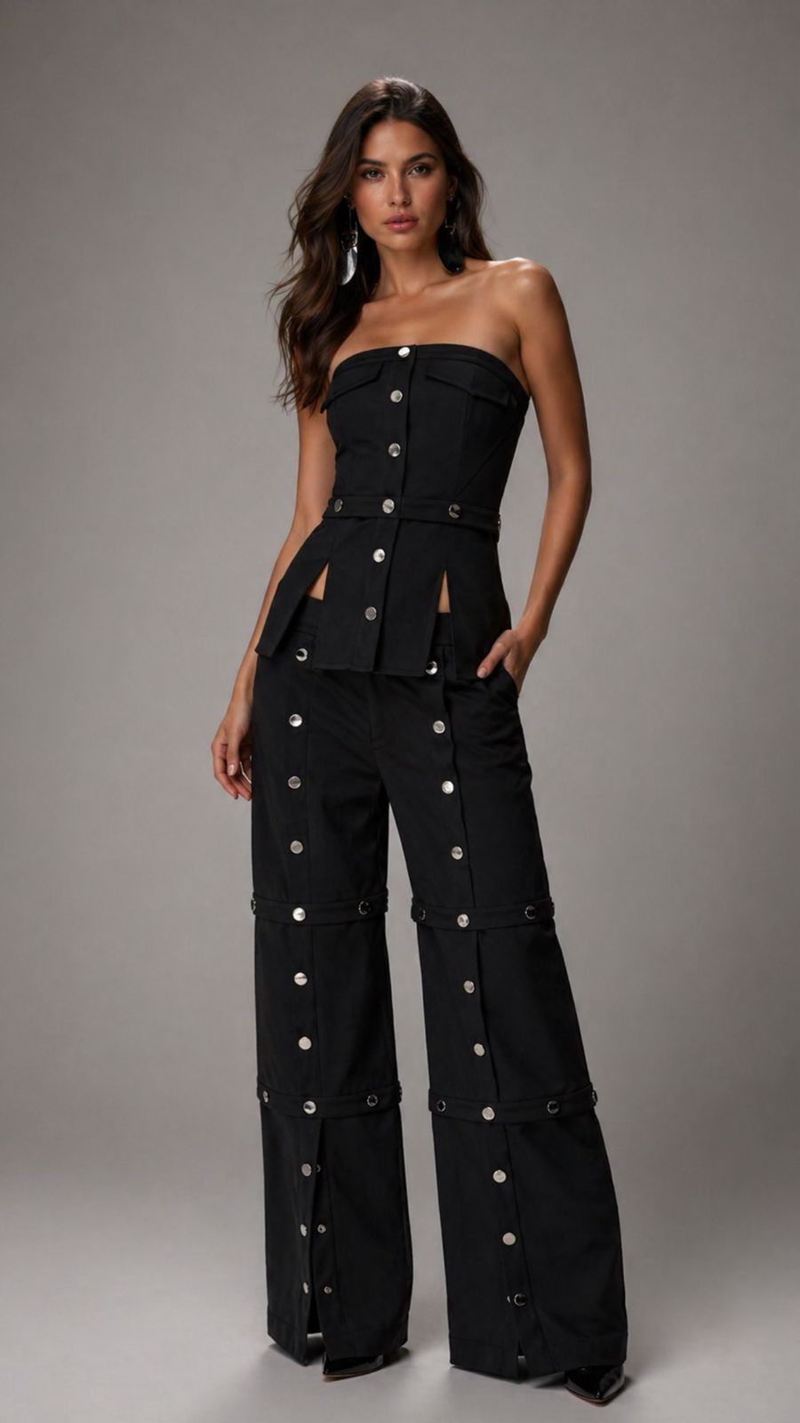 CALCA WIDE LEG COM ABOTOAMENTO DESTACAVEL