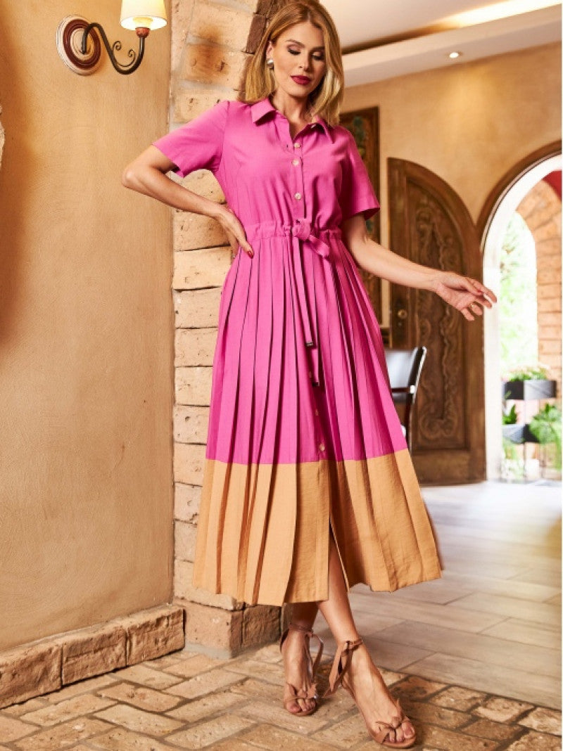 VESTIDO ALFAIATARIA CHAMISE BICOLOR - LUZIA FAZZOLLI