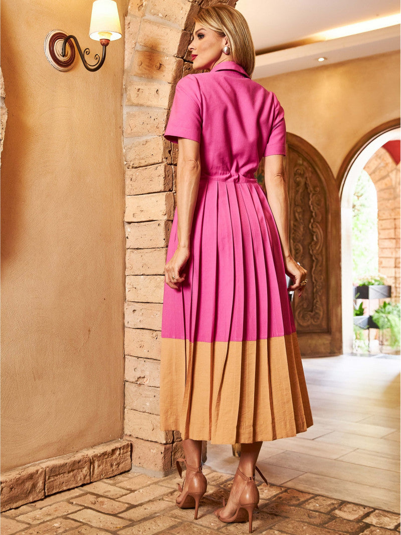 VESTIDO ALFAIATARIA CHAMISE BICOLOR - LUZIA FAZZOLLI