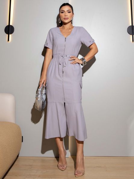 VESTIDO MIDI MODERNO COM ZÍPER FRONTAL - LUZIA FAZZOLLI