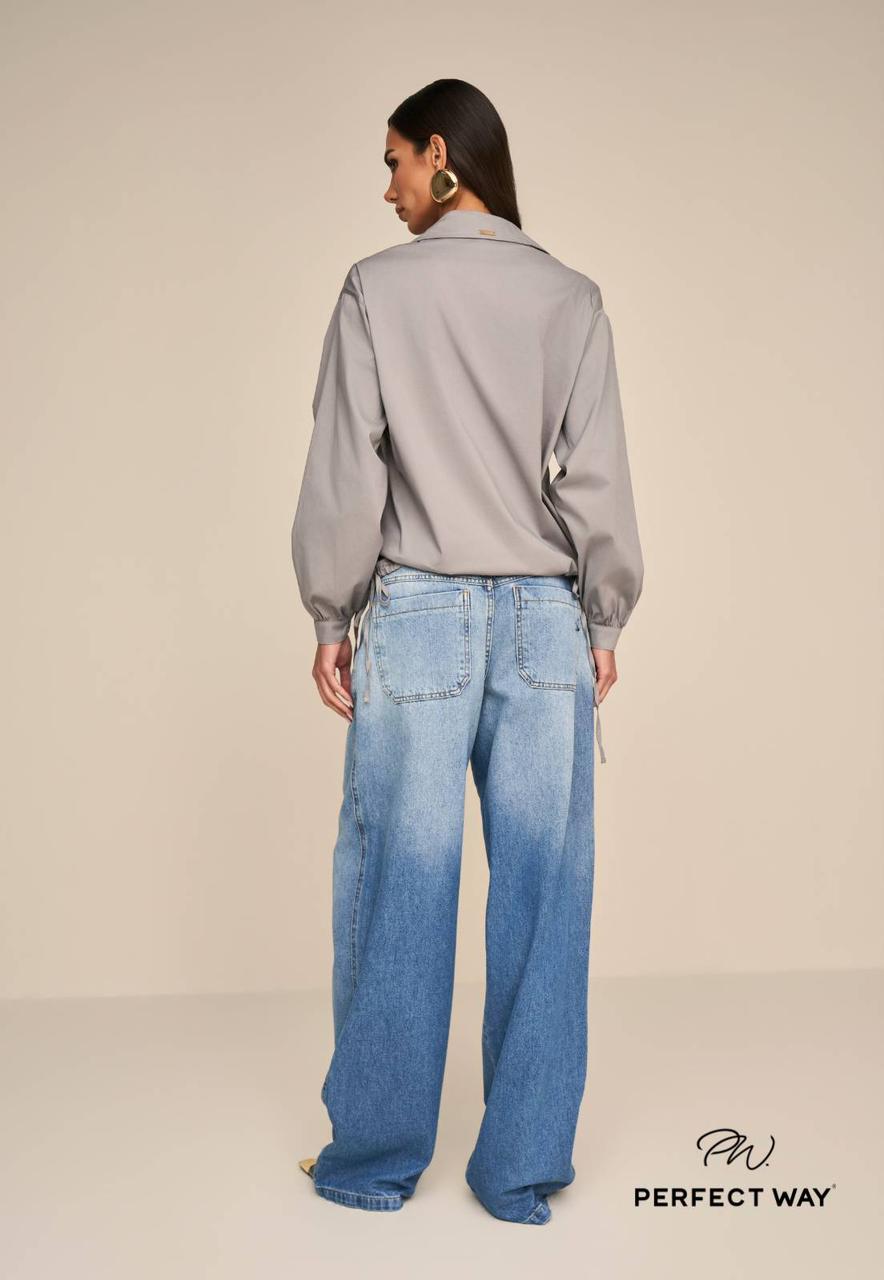 CAMISA BORD INDUTRIAL C/ COLISE FEMININA CINZA