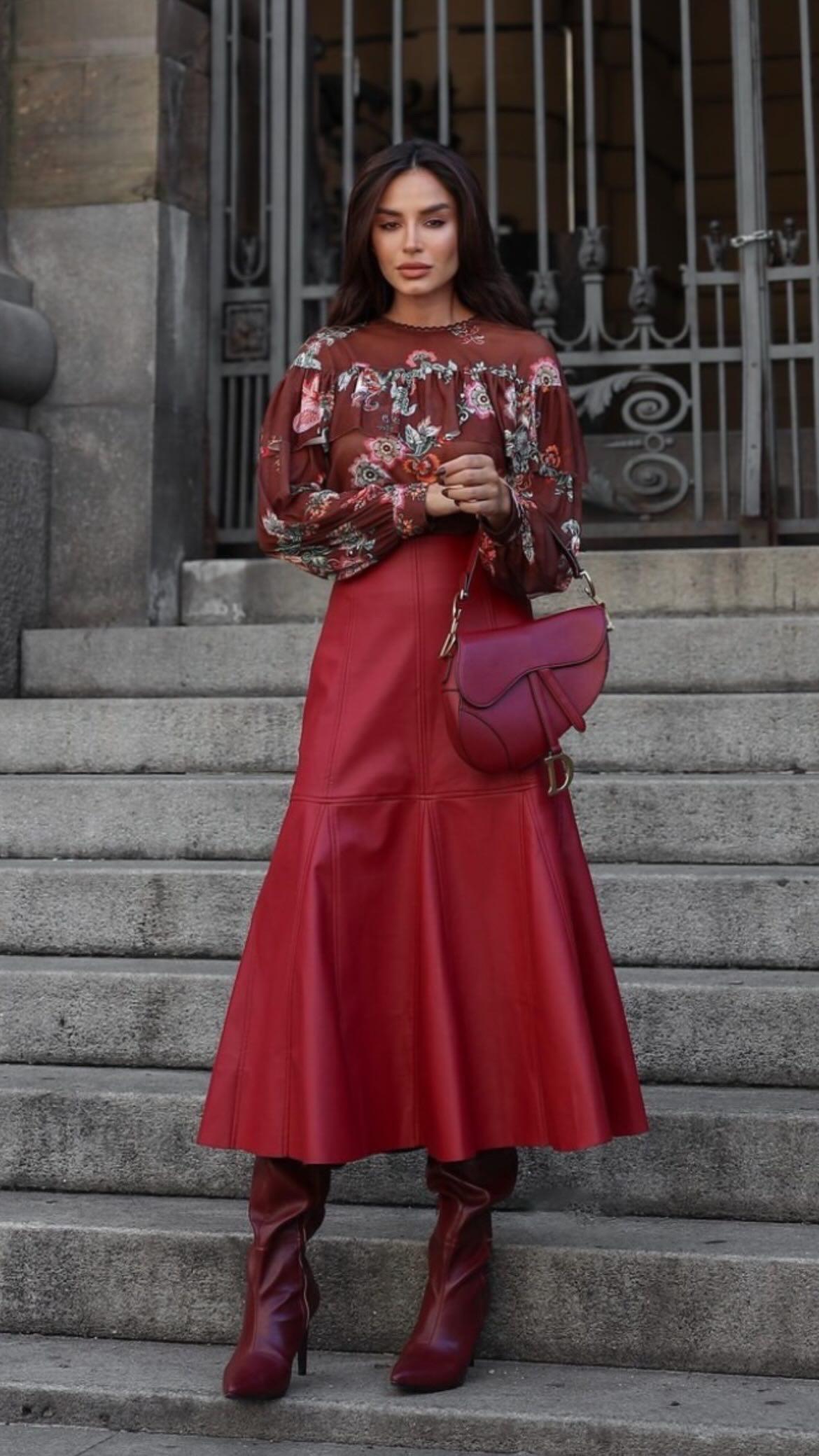 SAIA EM COURO SINTÉTICO ECO VERMELHO - LUZIA FAZZOLLI