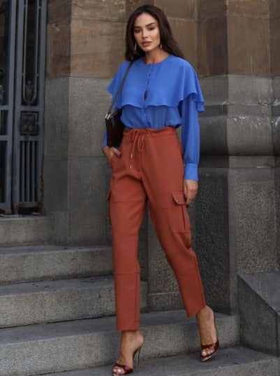 CALÇA JOGGER CARAMELO COM BOLSOS CARGO - LUZIA FAZZOLLI