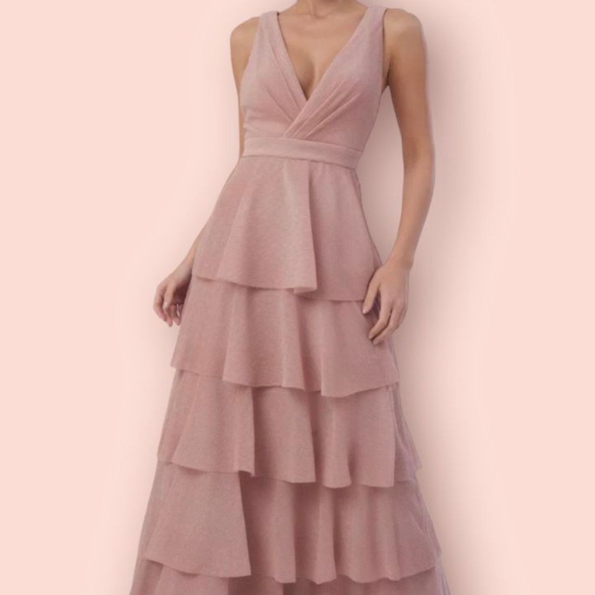 VESTIDO LONGO CAMADAS TULE NUDE