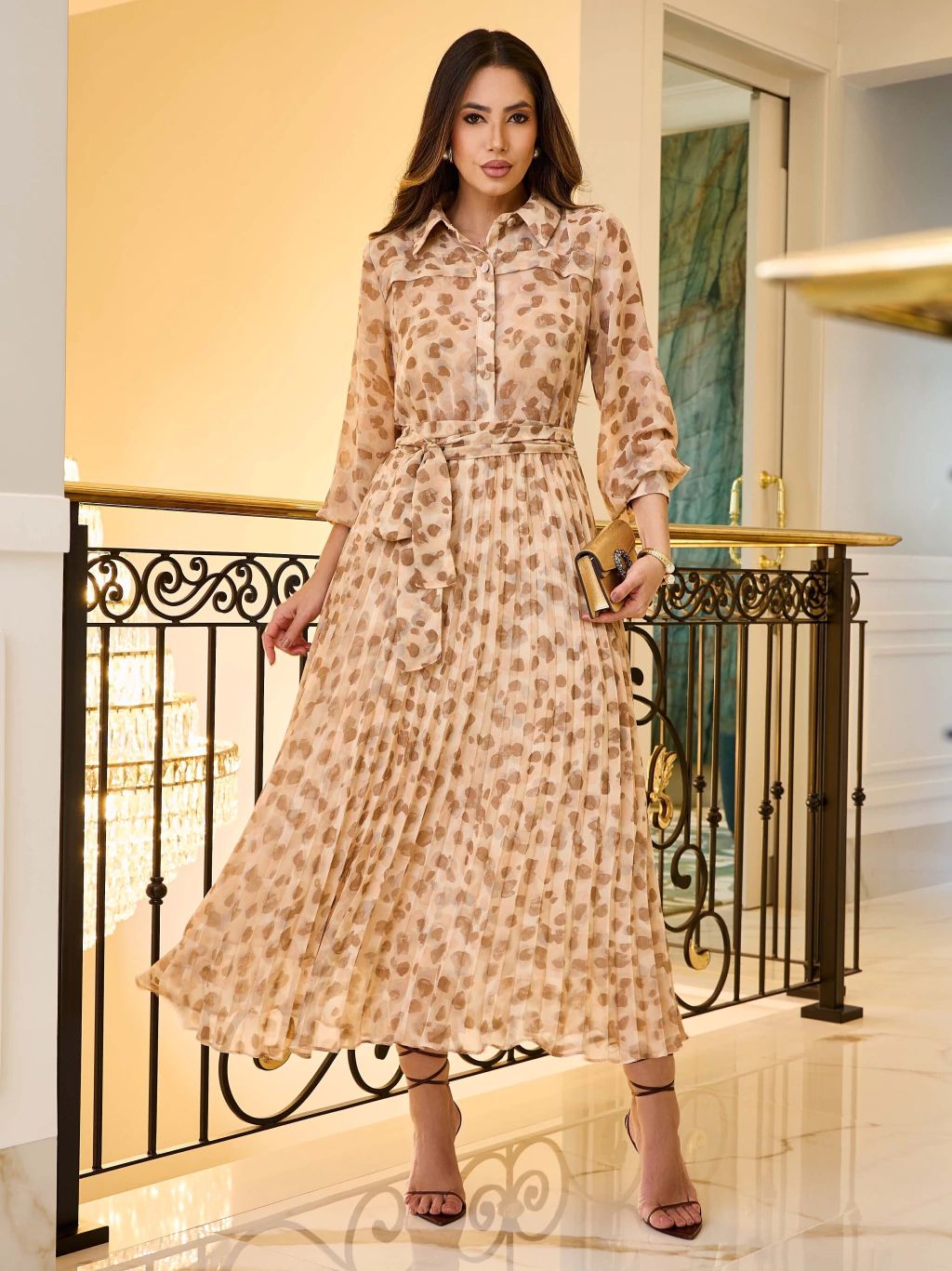 VESTIDO CHIFFON ESTAMPADO PLISSADO