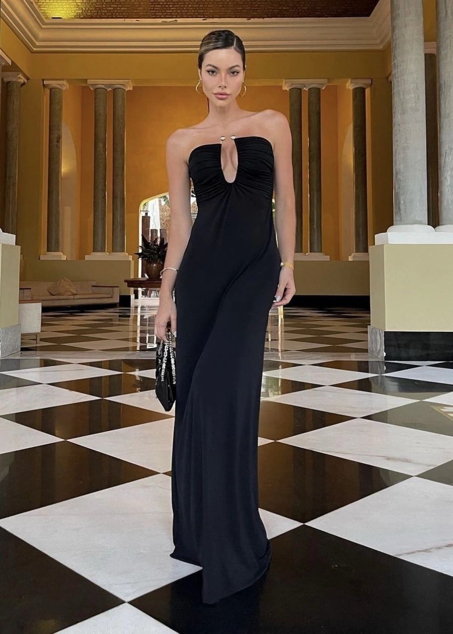 VESTIDO LONGO DETALHE METAL BUSTO VIBER