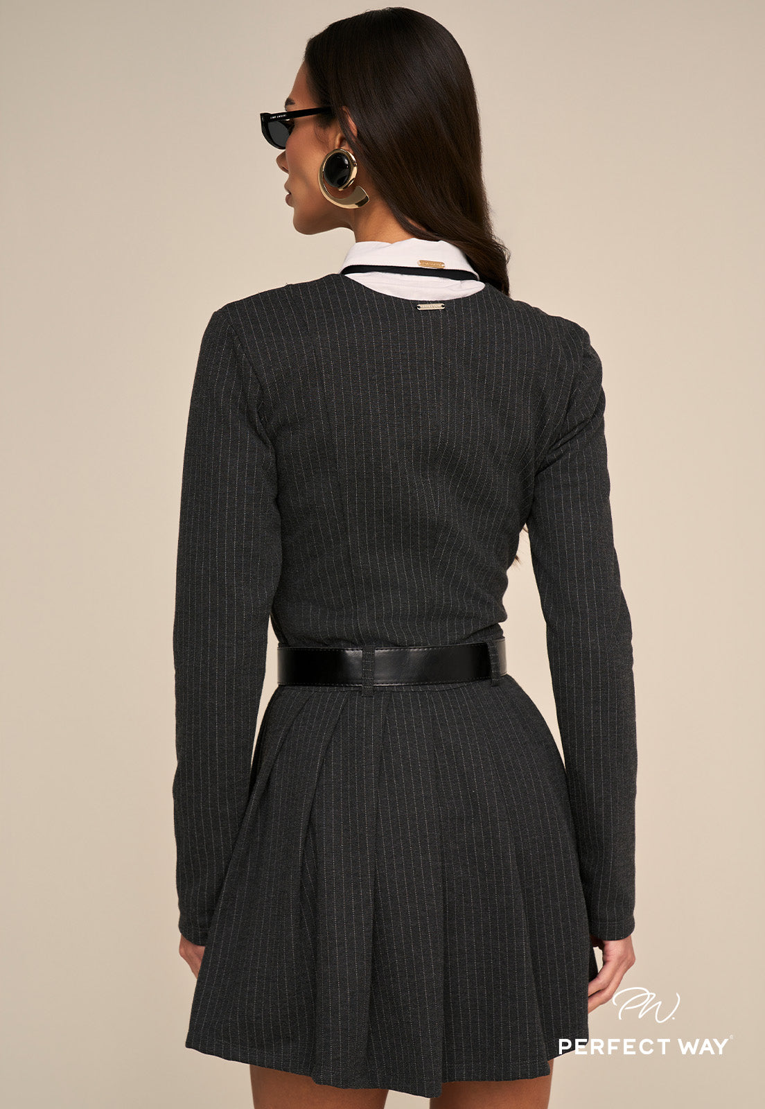 VESTIDO C/ PREGAS FEMININO PRETO