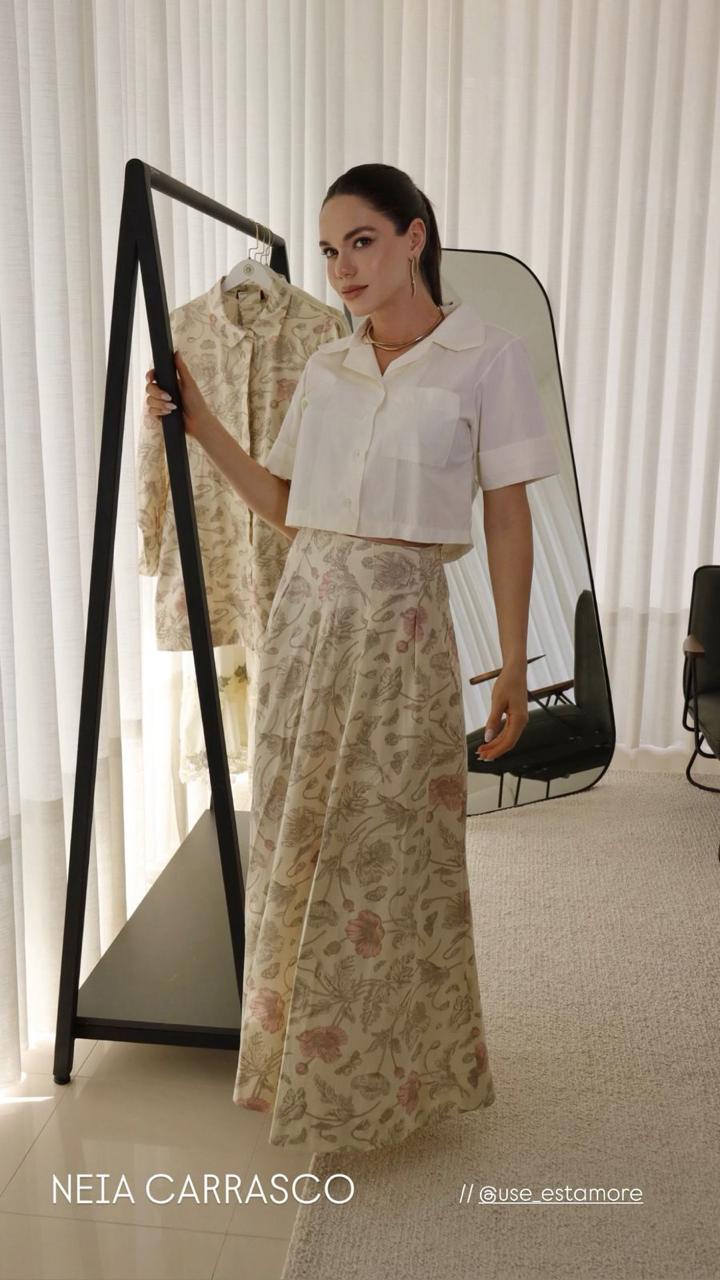 SAIA ALFAIATARIA MIDI ESTAMPADA