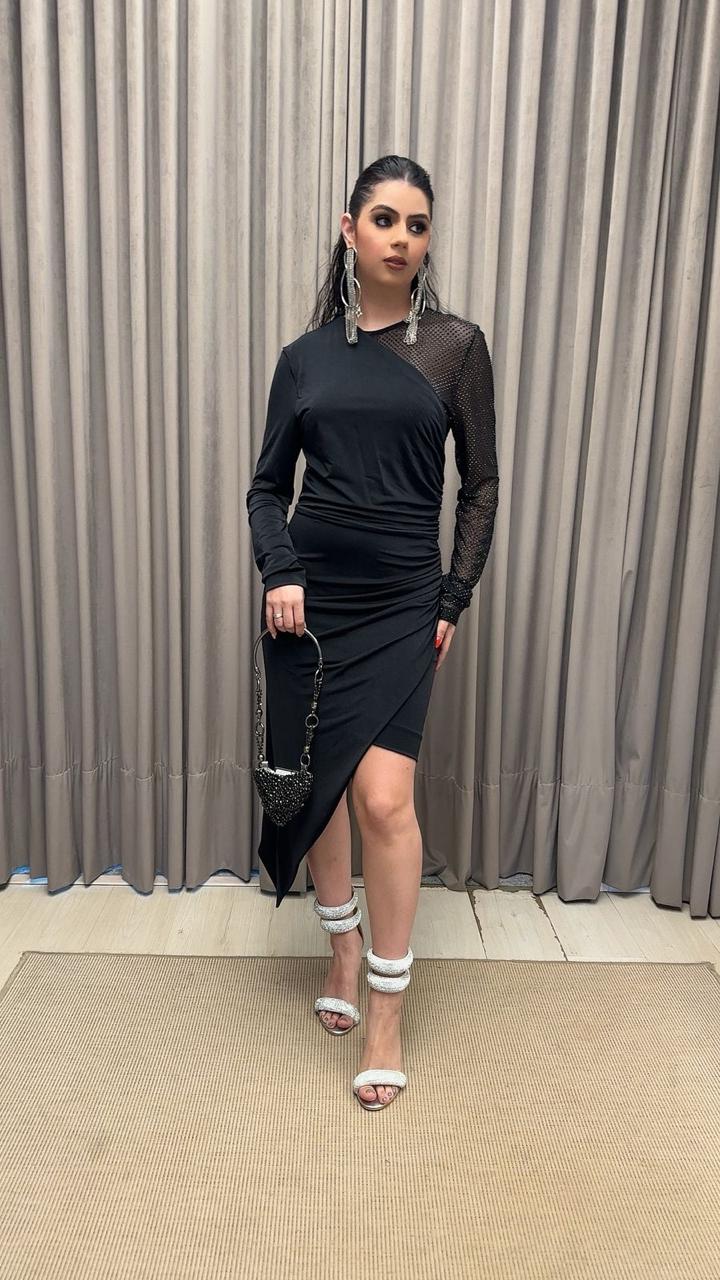 VESTIDO ASSIMETRICO COM TRANSFER