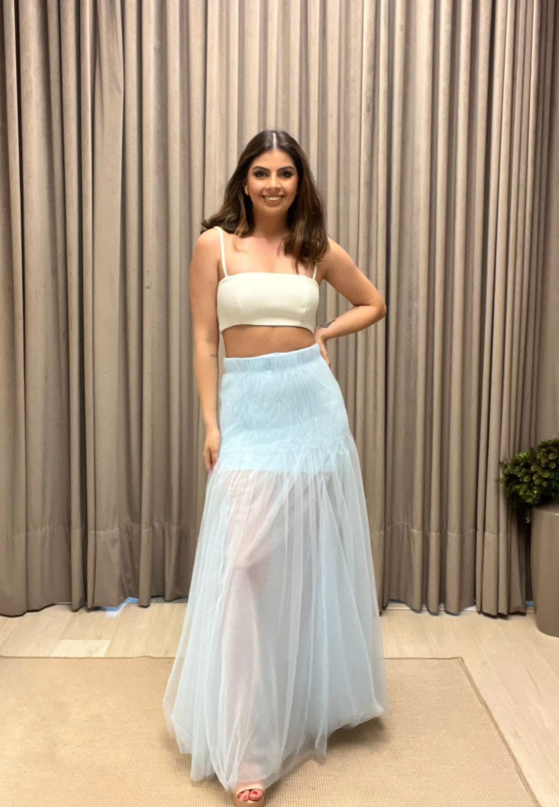 SAIA LONGA AZUL COM TULE - CAOS