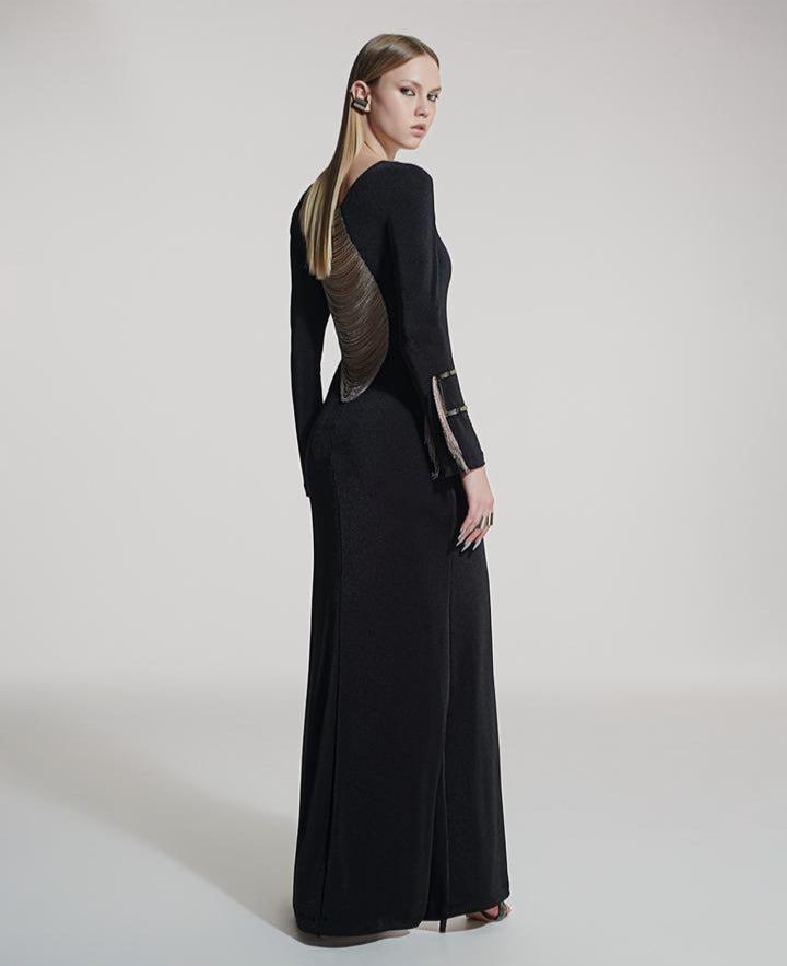 VESTIDO LONGO COM CORRENTES E FENDA - CAOS