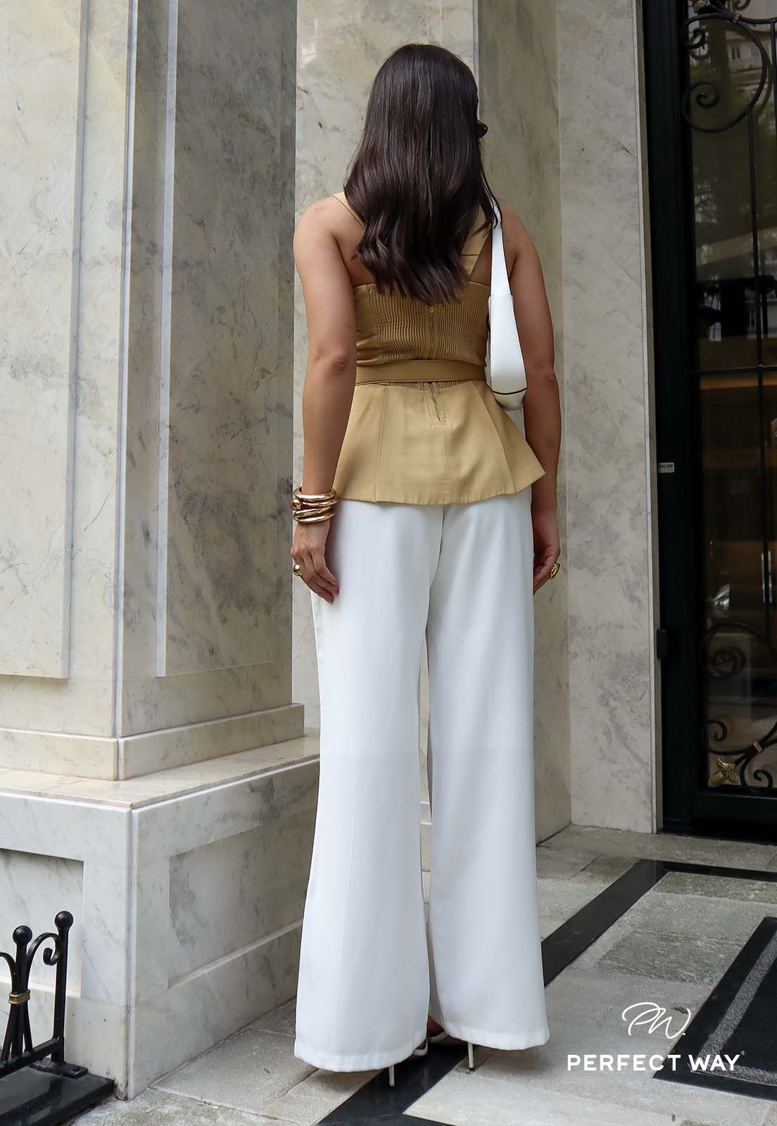BLUSA FEMININA + CINTO BEGE - PERFECT WAY