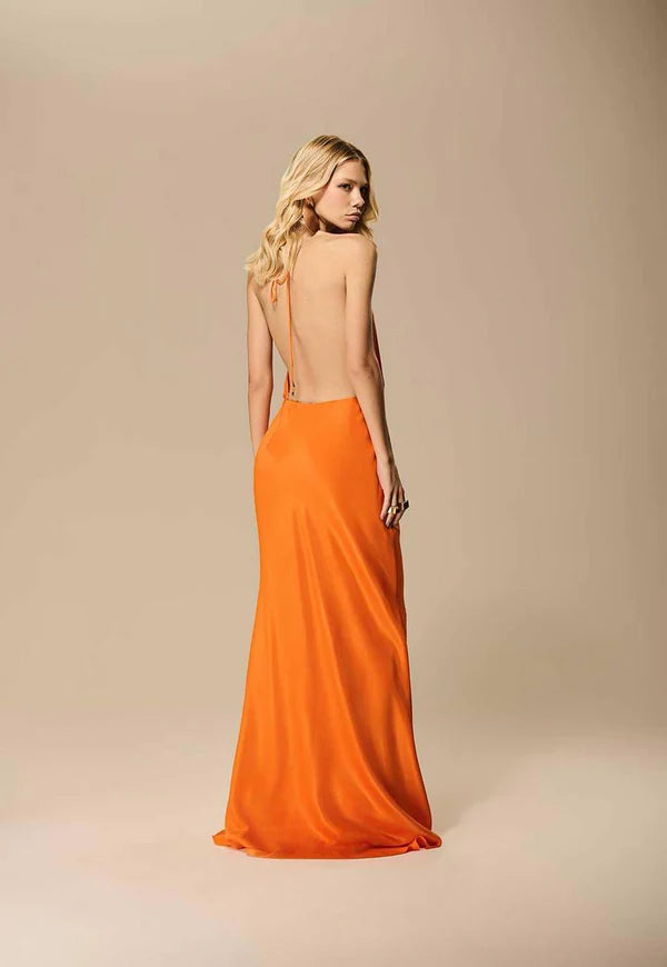 Vestido longo frente unica degagê
