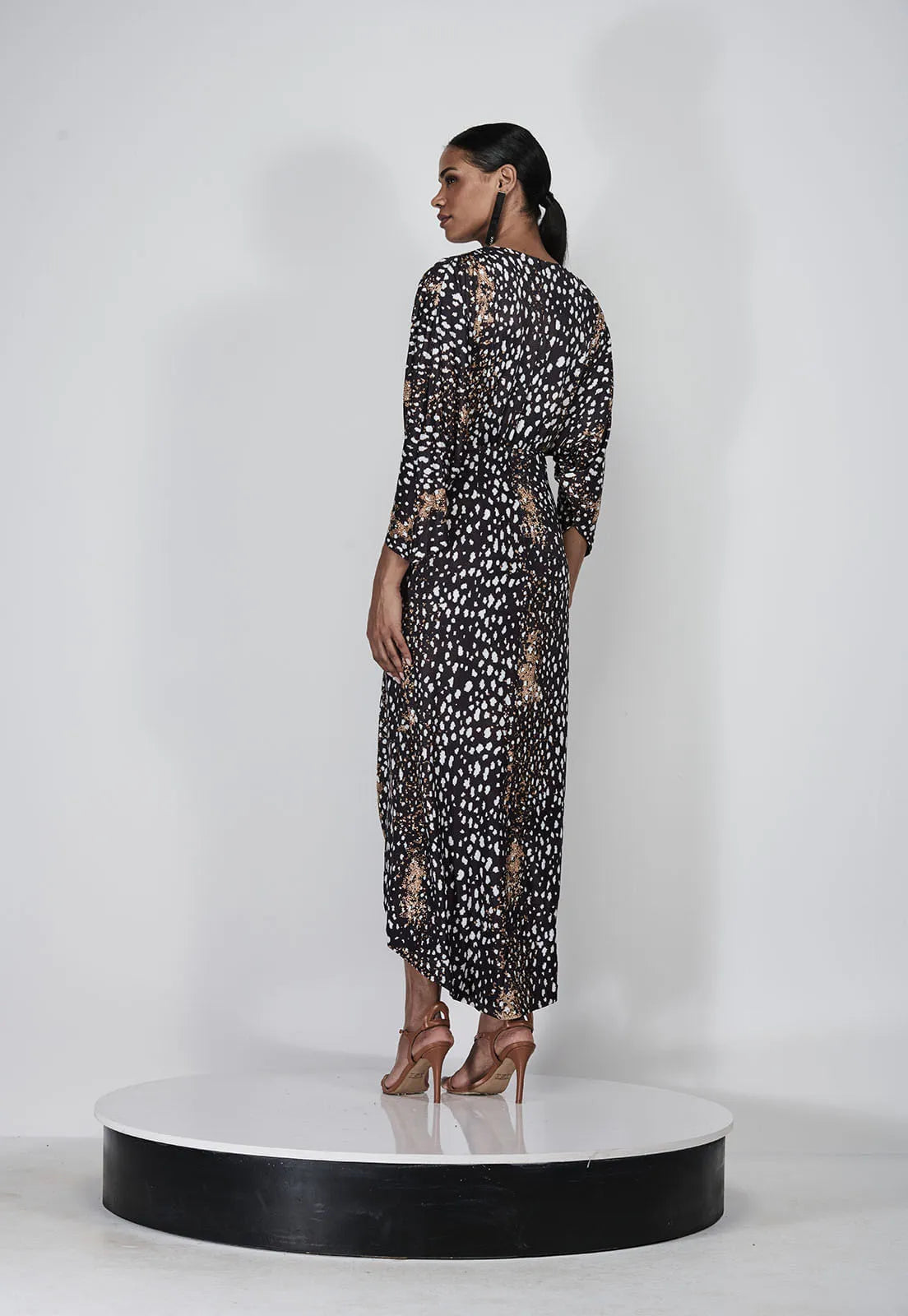 VESTIDO LONGO DE JERSEY LEOPARD COM TRANSFER - CAOS