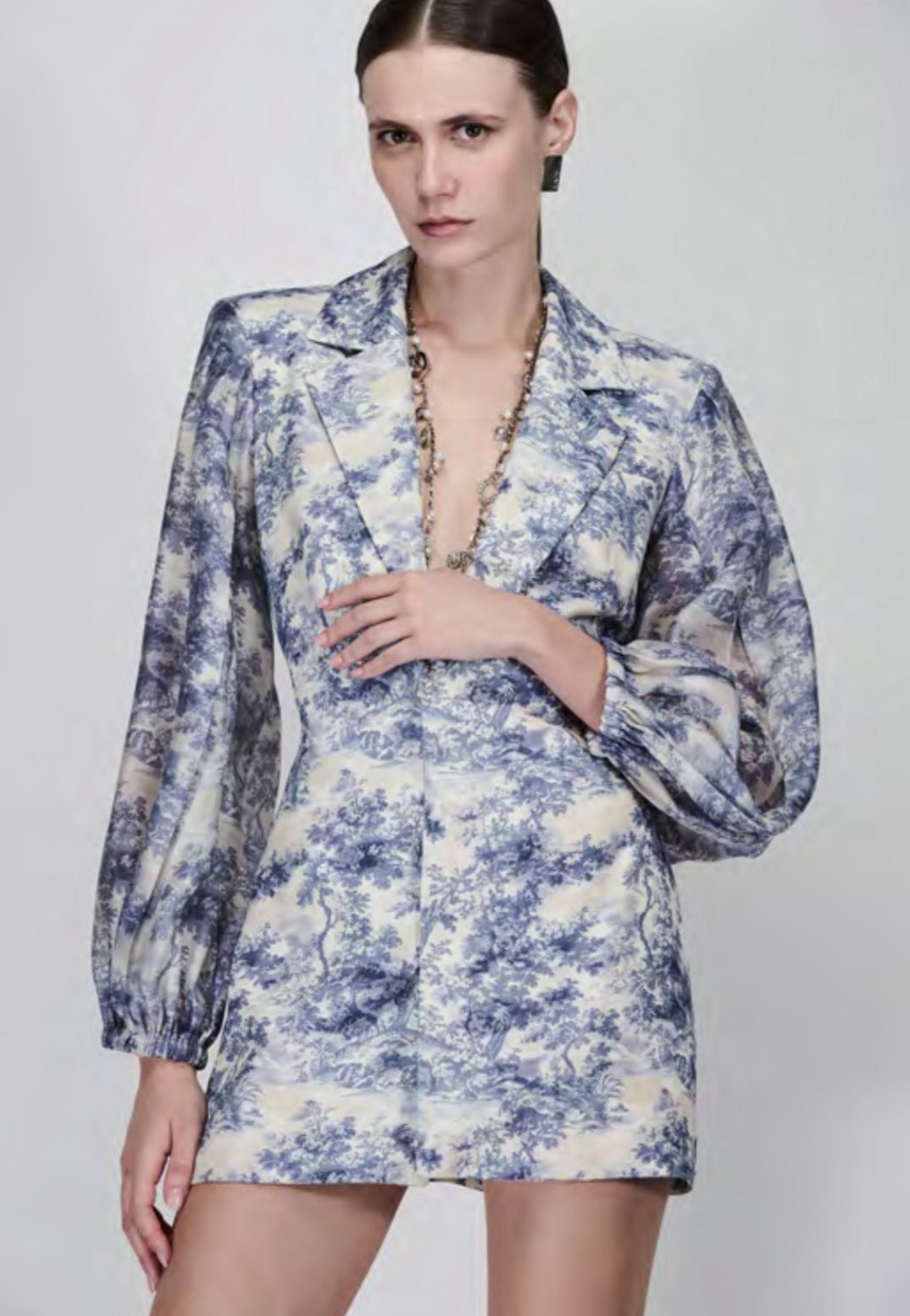 VESTIDO CURTO MANGA BUFANTE TOILE ESTAMPADO - CAOS