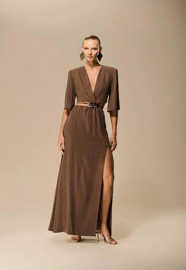 Vestido passante martelado rolote cintura
