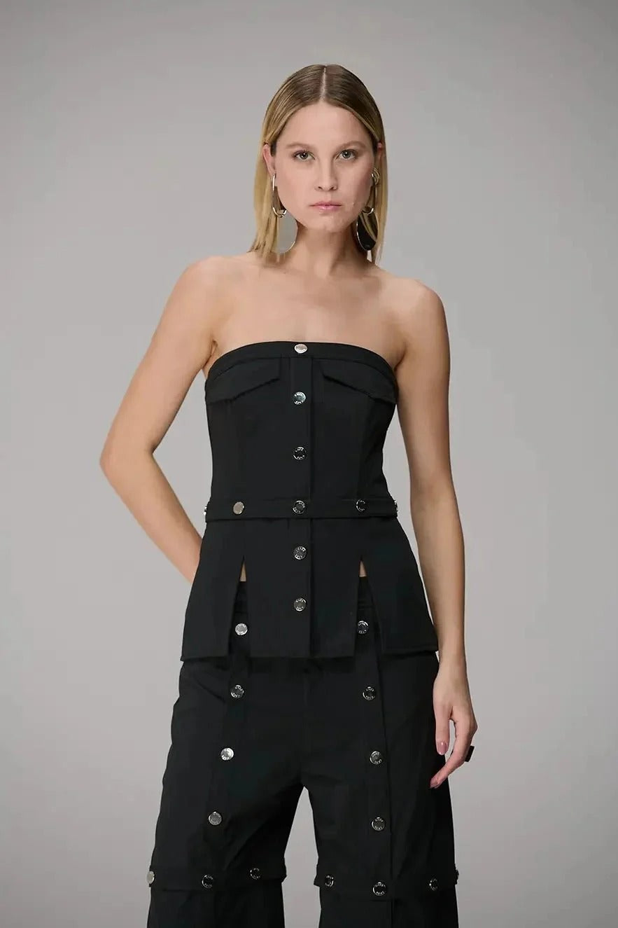 Corselet strapless abotoamento destacável