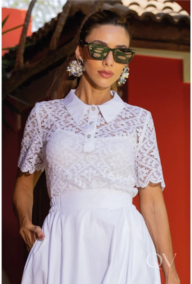 CAMISA POLO DE RENDA LUZIA FAZZOLI