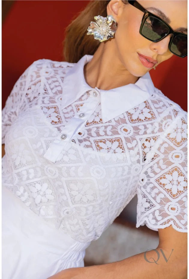CAMISA POLO DE RENDA LUZIA FAZZOLI
