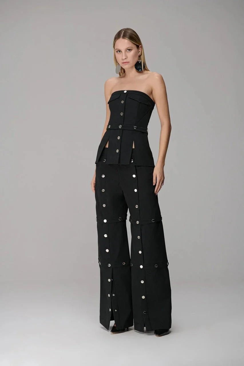 Corselet strapless abotoamento destacável