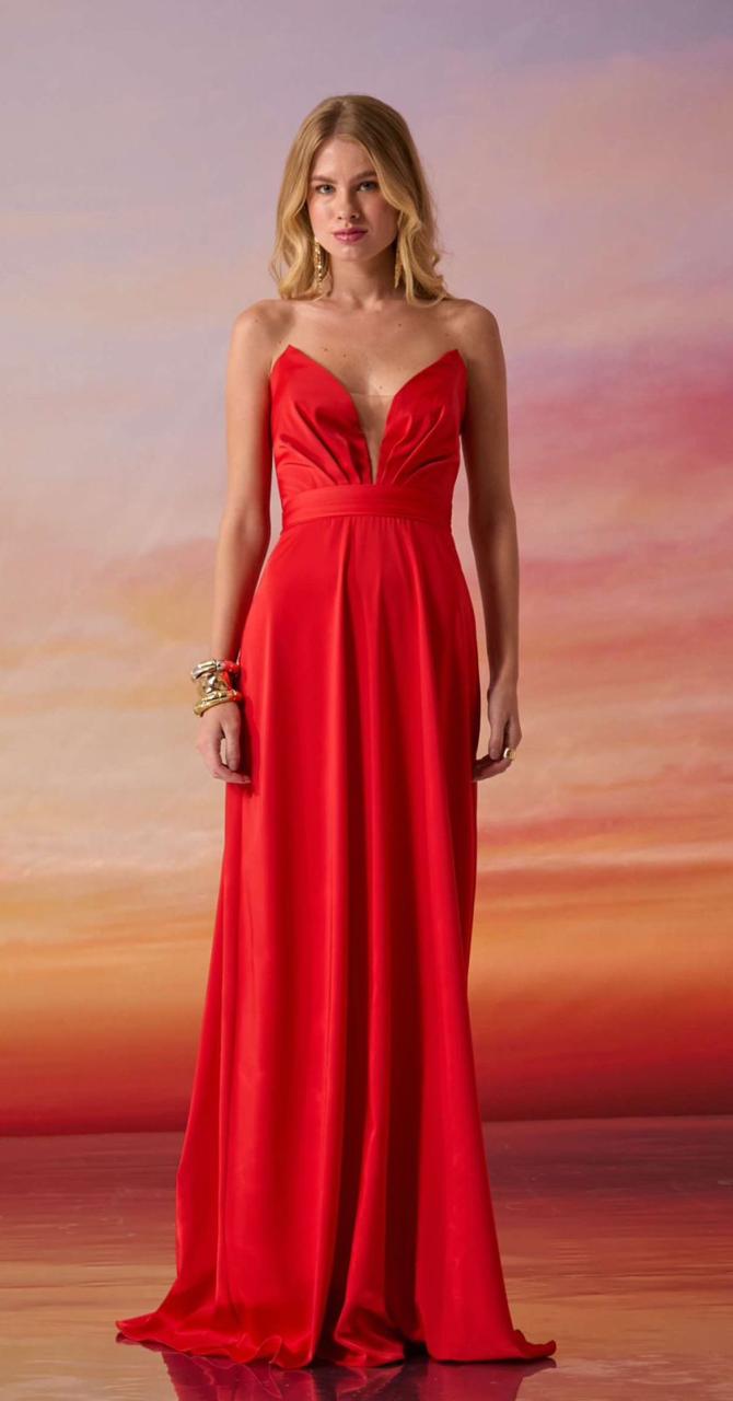 VESTIDO AMICCI VERMELHO TOMARA QUE CAIA