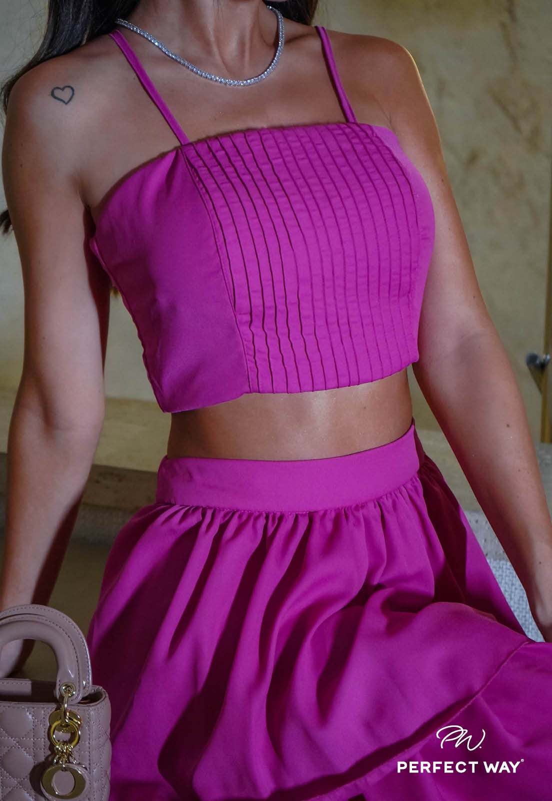 CONJUNTO CROPPED + SAIA LONGA PINK - PERFECT WAY