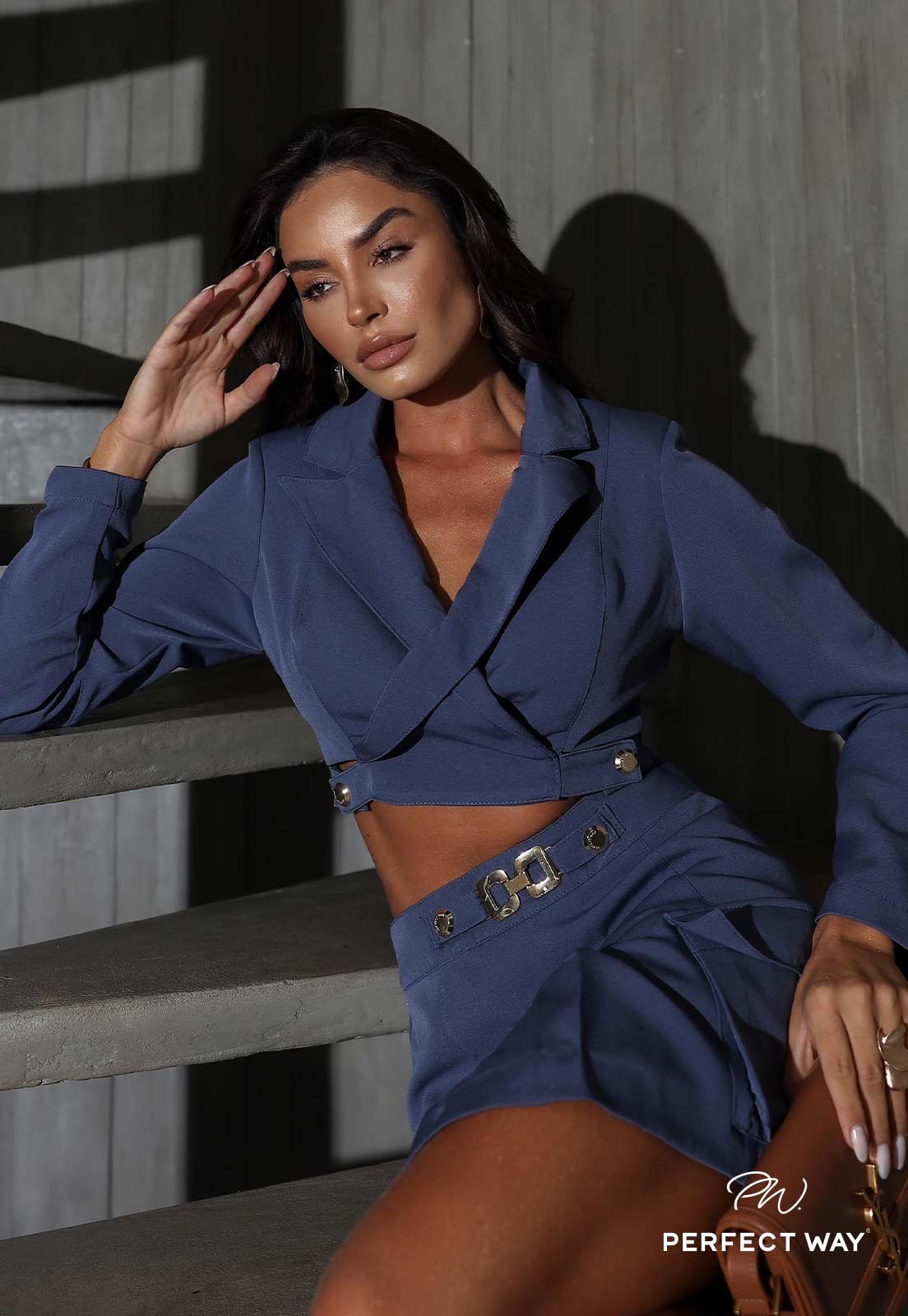 BLAZER CROPPED FEMININO AZUL - PERFECT WAY