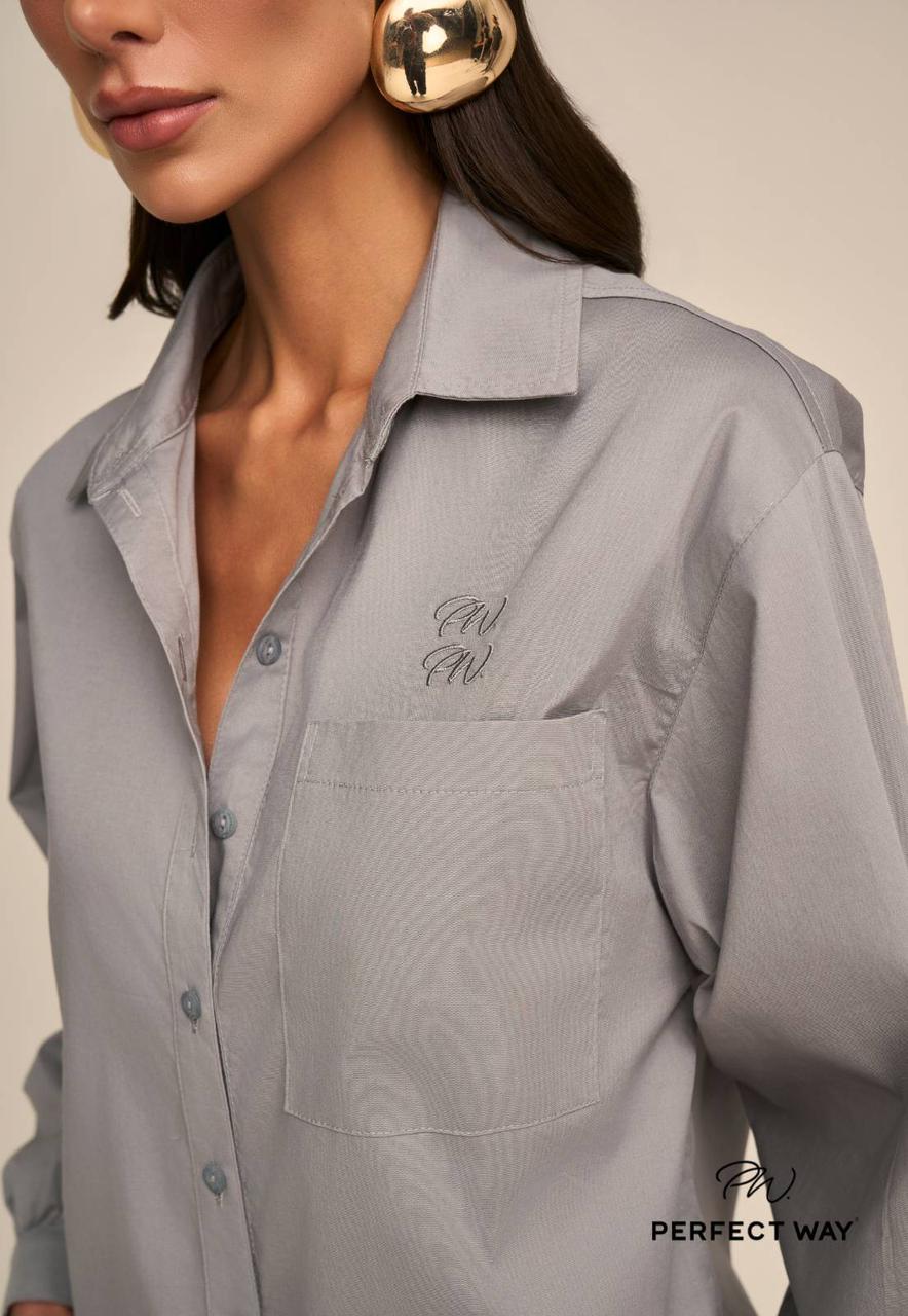 CAMISA BORD INDUTRIAL C/ COLISE FEMININA CINZA