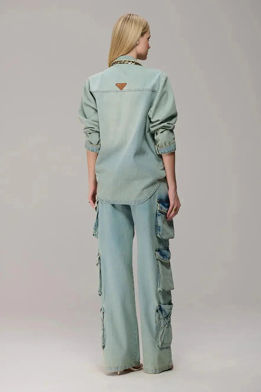 Camisa jeans oversize caos classic