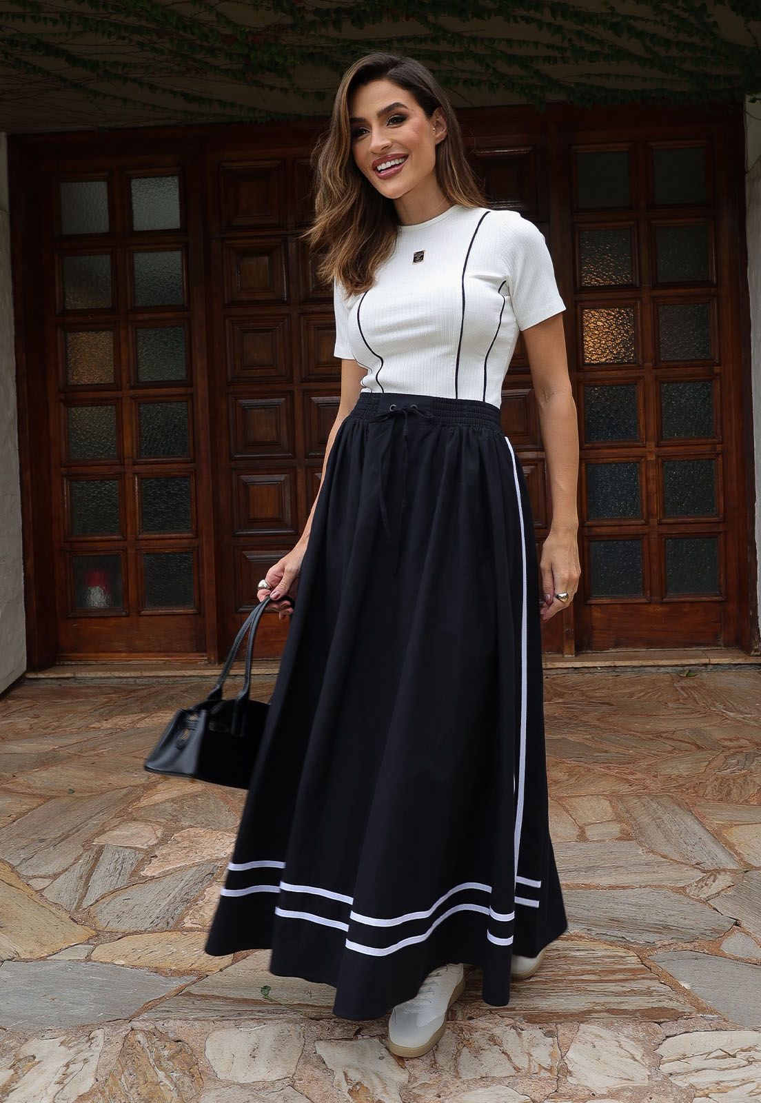 SAIA FEMININA MAXI MIDI PRETO