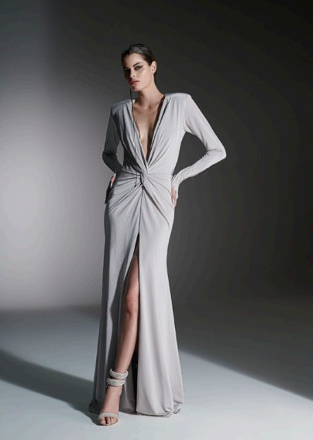 VESTIDO LONGO COM TORÇÃO FRONTAL - CAOS
