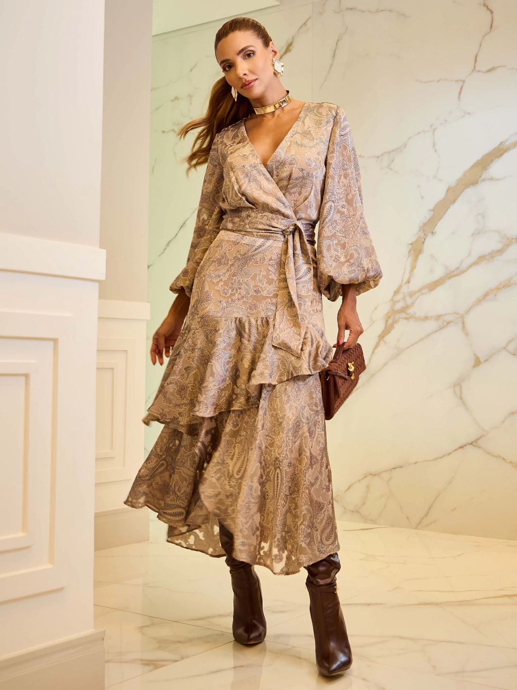 VESTIDO ORGANZA ESTAMPADA CHEMISIER