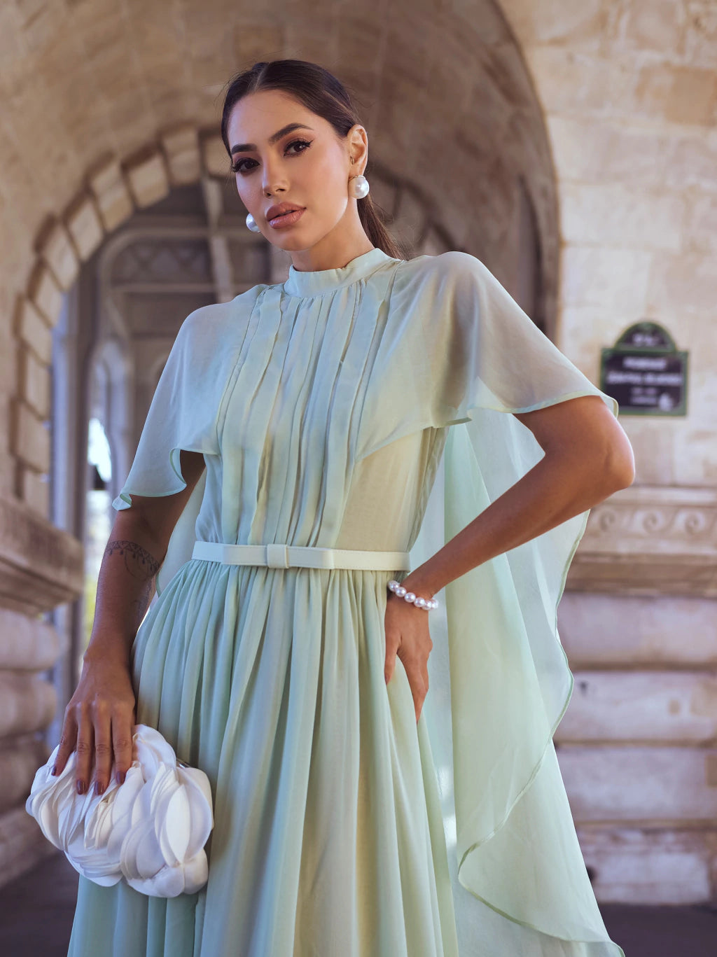 VESTIDO CHIFFON CAPA LONGO