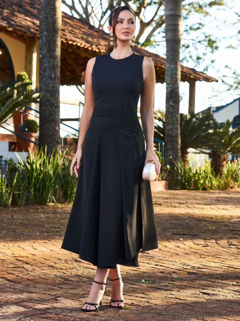 VESTIDO ALFAIATARIA SAIA SOBREPOSTA